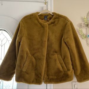Faux fur mustard yellow jacket